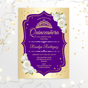 Quinceanera - Gold Purple Invitation