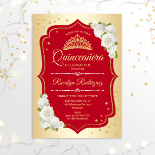 Quinceanera - Gold Red Invitation