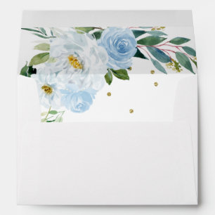 Quinceanera Gold Tiara Baby Blue Floral Envelope