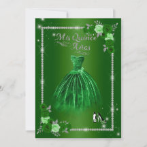 Quinceanera Green and Silver Floral Elegant