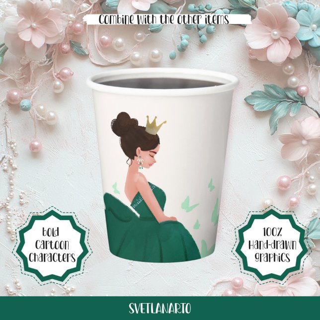 Quinceañera Green Elegant Princess Paper Cup  (Creator Uploaded)