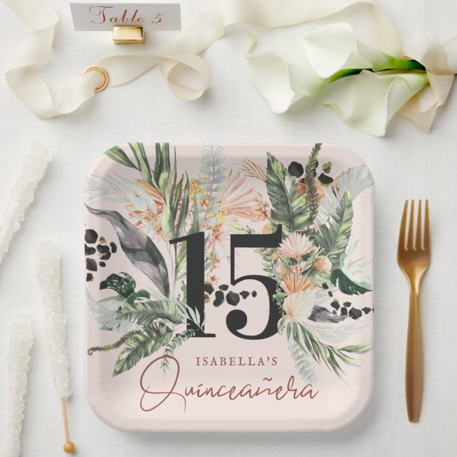 Quinceañera | Greenery & Terra Cotta Jungle  Paper Plate (Wedding)
