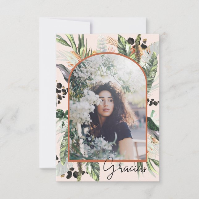 Quinceañera | Greenery & Terra Cotta Jungle  Thank You Card (Front)