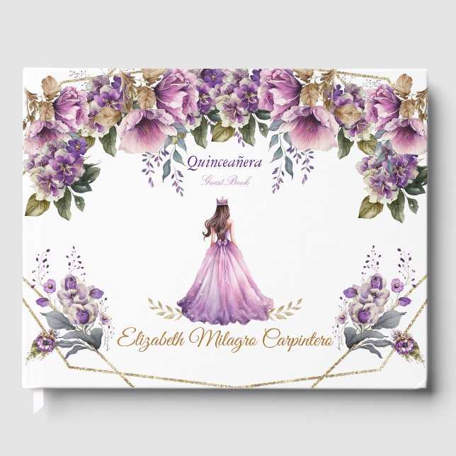 Quinceañera Guest Book Lilac  (Front)