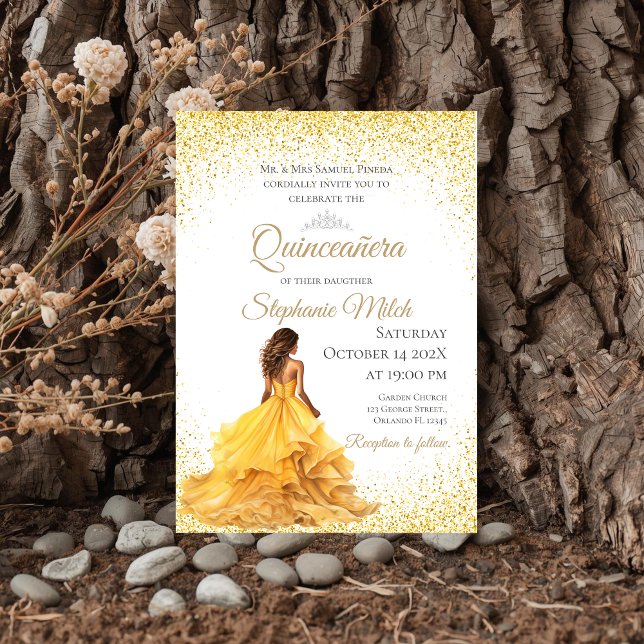 Quinceanera Guest Yellow Invitation (Creator Uploaded)