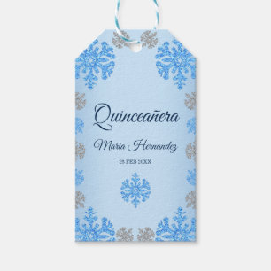 Quinceañera Ice Blue Silver Winter Snowflake Gift Tags
