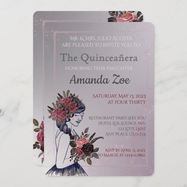 Quinceañera invitation (Front/Back)