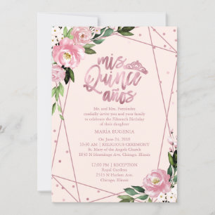 Quinceanera Invitation Bilingual Pink Blush