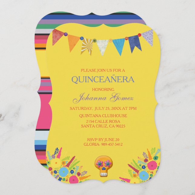 QUINCEAÑERA INVITATION DIA DE LOS MUERTOS (Front/Back)