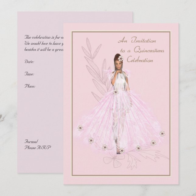 Quinceanera Invitation for Young Girl (Front/Back)