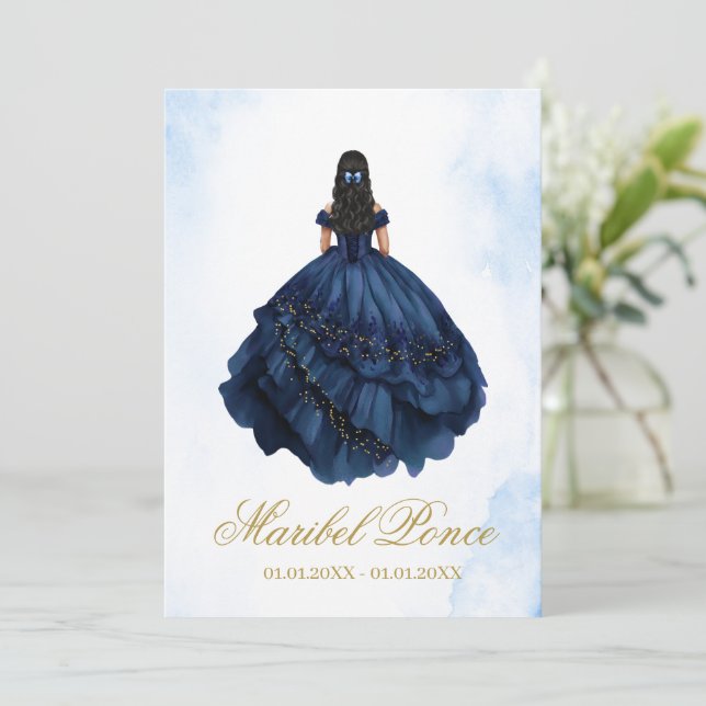 Quinceanera invitation in Spanish (Standing Front)