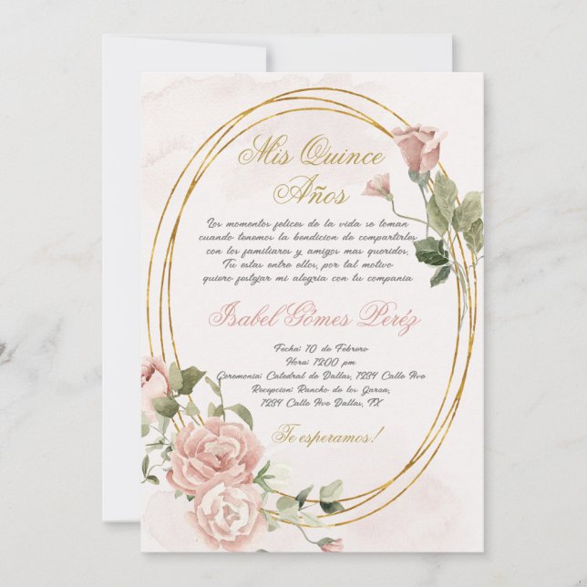 Quinceanera invitation in Spanish (Front)