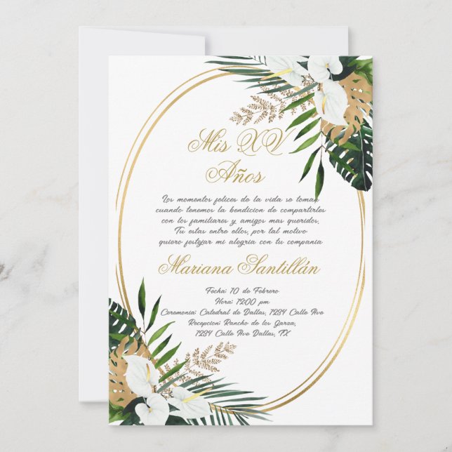 Quinceanera invitation in Spanish (Front)