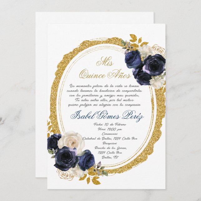 Quinceanera invitation in Spanish (Front/Back)