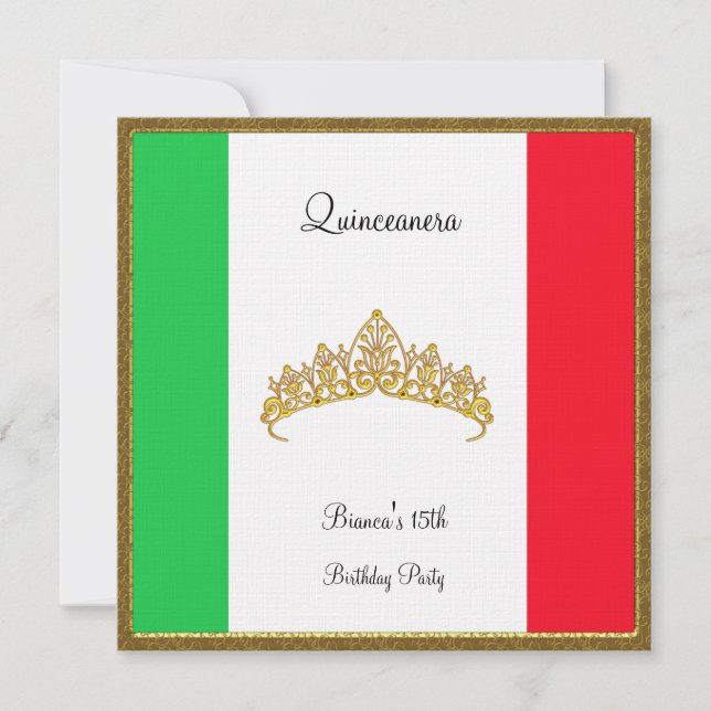 Quinceanera Invitation Mexico Flag (Front)