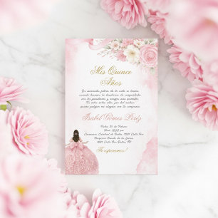 Quinceanera invitation pink coquettein Spanish