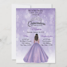 Quinceañera invitation Purple and Silver