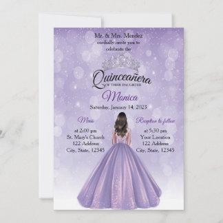Quinceañera invitation Purple and Silver