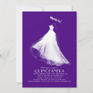 Quinceañera Invitation Purple Modern Romantic