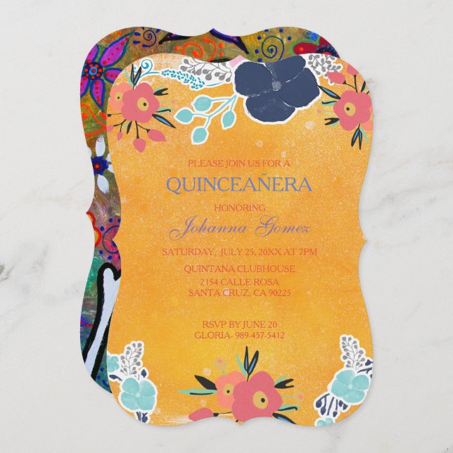QUINCEAÑERA INVITATION ROCKABILLY DAY OF THE DEAD (Front/Back)
