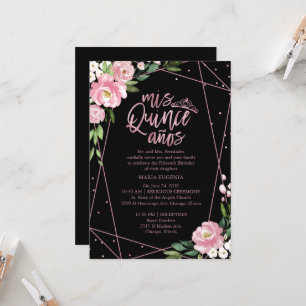 Quinceanera Invitation Rose Gold Foil Pink Floral