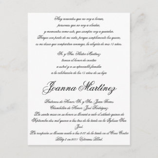 Quinceanera Invitations in Spanish 4.25 x 5.5