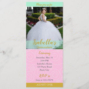 Quinceanera Invitations (Ticket Style with Photo)