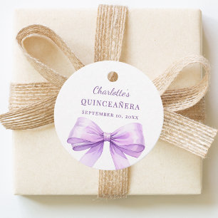 Quinceanera lavender bow DIY write by hand Favour Tags