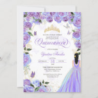 Quinceanera Lavender Purple Elegant Butterfly  Inv