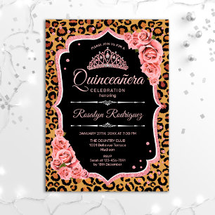 Quinceanera - Leopard Rose Gold Invitation