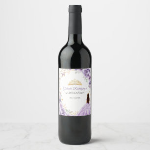 Quinceanera Lilac Purple Dress Floral Wine Label