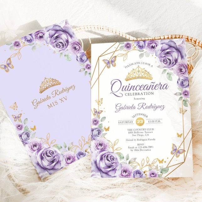 Quinceanera Lilac Purple Floral Invitation (Creator Uploaded)