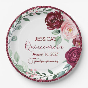 Quinceanera Lilac Purple Floral Paper Plate