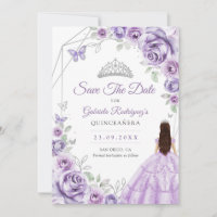 Quinceanera Lilac Purple Roses Dress Silver