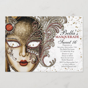 Quinceanera Masquerade Birthday Party Invitations