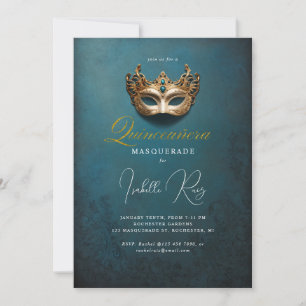 Quinceañera masquerade venetian mask invitation