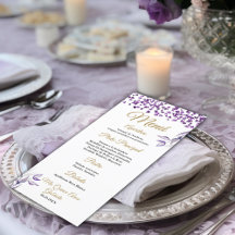 Quinceañera Menú de cena de follaje morado español