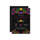 Quinceanera Mexican Fiesta Colourful Floral Black