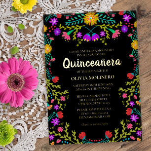 Quinceanera Mexican Fiesta Floral Real Gold