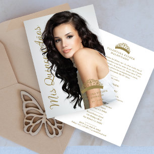 Quinceañera Minimal Photo Fancy Calligraphy Script Invitation