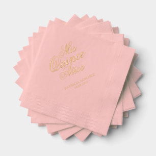 Quinceanera Mis Quince Anos Pink Custom Name Foil Napkins