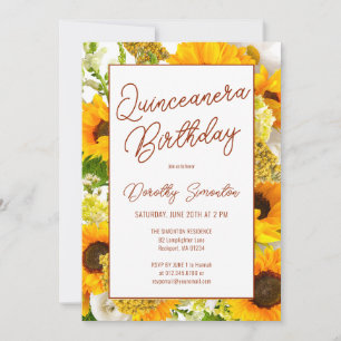 Quinceanera Modern Sunflower Floral Invitation