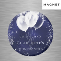 Quinceanera navy blue silver balloon Save the date