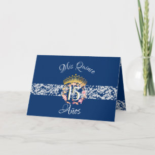 Quinceanera Navy Blue Silver Elegant Princess Invitation