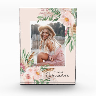Quinceañera pale pink girly floral photo birthday