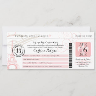 Quinceanera   Paris Boarding Pass Invitation