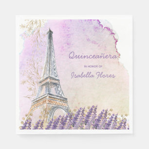 Quinceanera Paris Eiffel Tower French Lavender Napkin