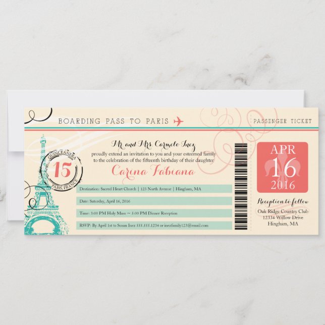 Quinceanera | Paris Invitation (Front)