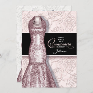 Quinceanera Party Blush Pink and White Roses Invitation