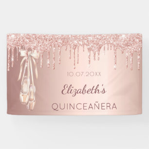 Quinceanera party rose gold ballerina welcome banner